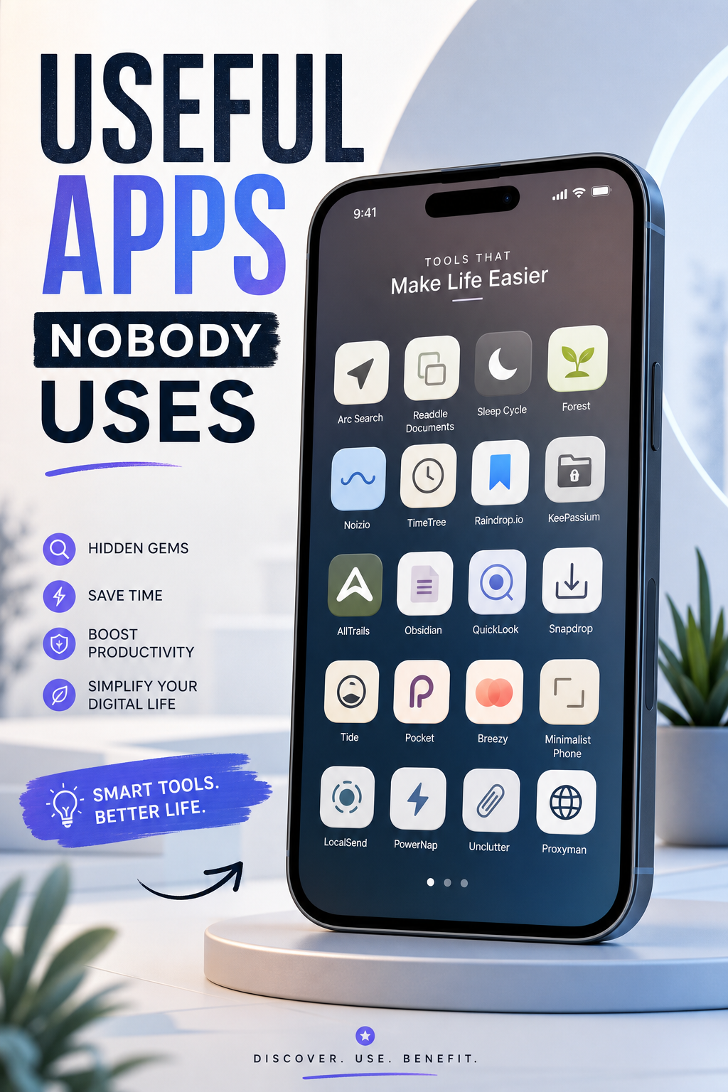 Smartphone com ícones de apps úteis que quase ninguém usa