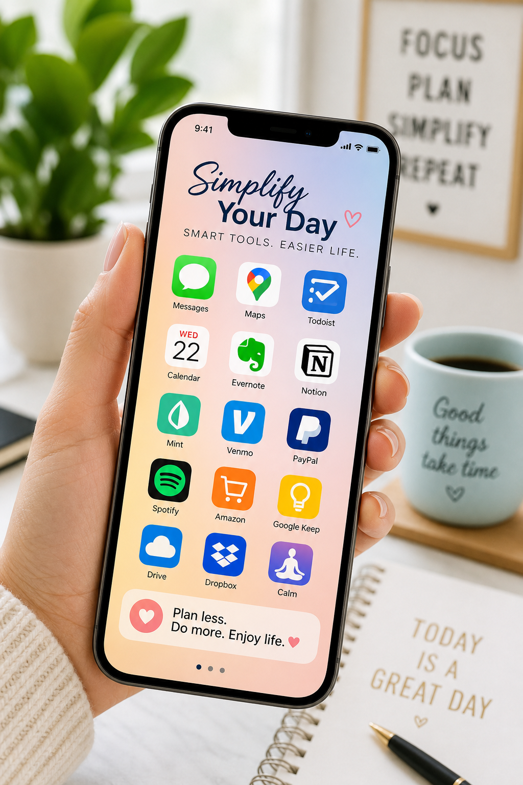 7 Ferramentas Digitais Essenciais Para Simplificar Seu Dia a Dia em 2026 2 Smartphone com ícones de ferramentas digitais para simplificação do dia a dia