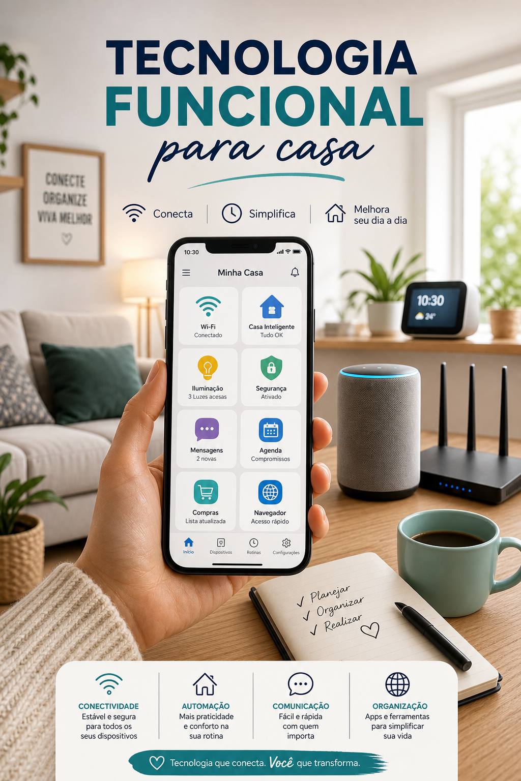 Tecnologia funcional para casa: celular e internet